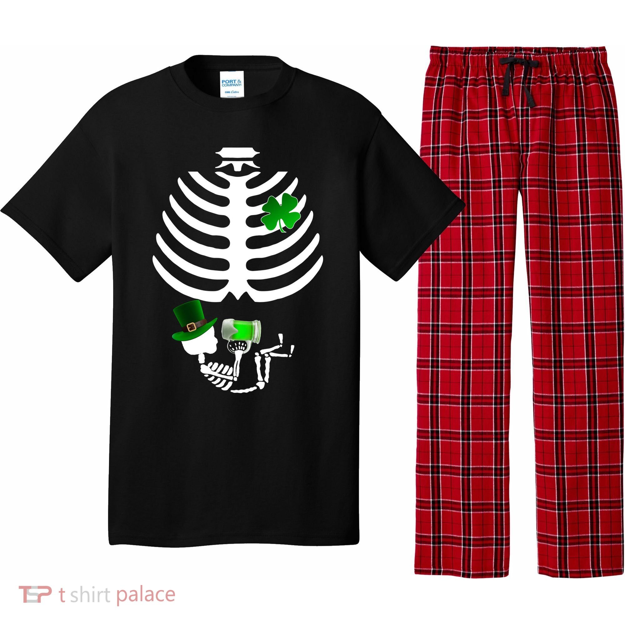 Irish Pregnant Skeleton Baby Beer Pajama Set