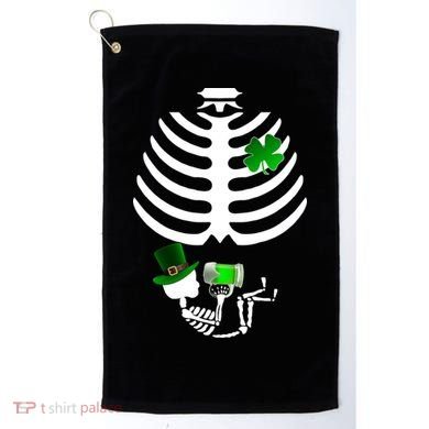 Irish Pregnant Skeleton Baby Beer Golf Towel