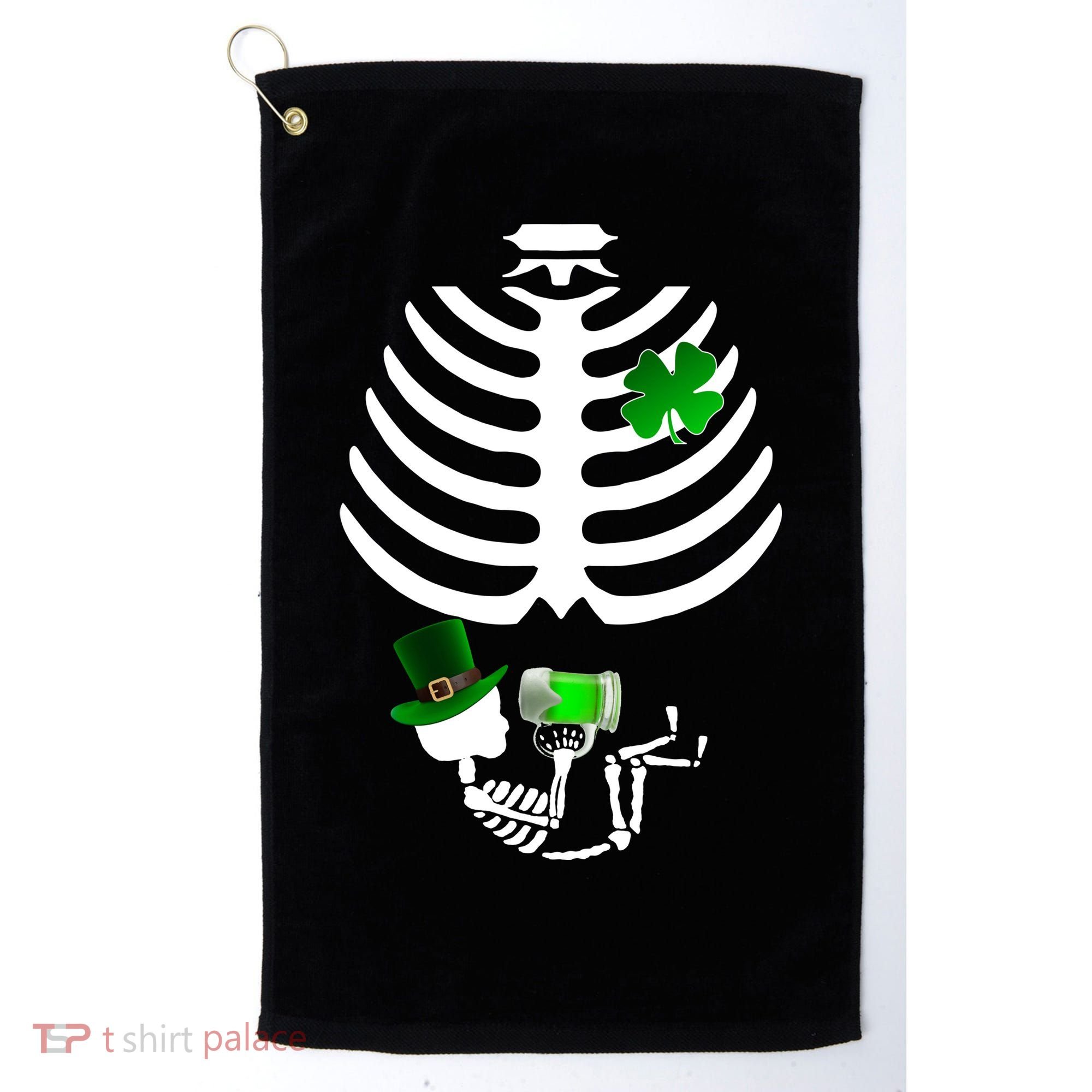 Irish Pregnant Skeleton Baby Beer Golf Towel