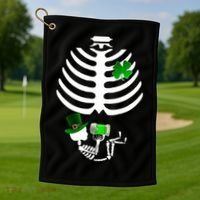 Irish Pregnant Skeleton Baby Beer Golf Towel thumb 1