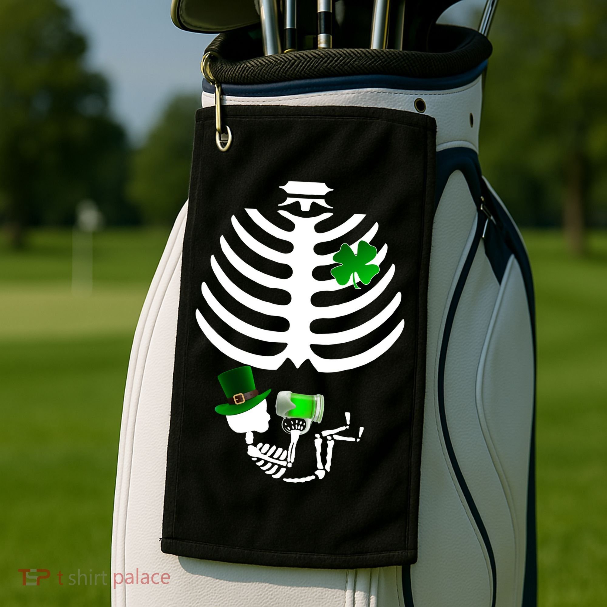 Irish Pregnant Skeleton Baby Beer Golf Towel