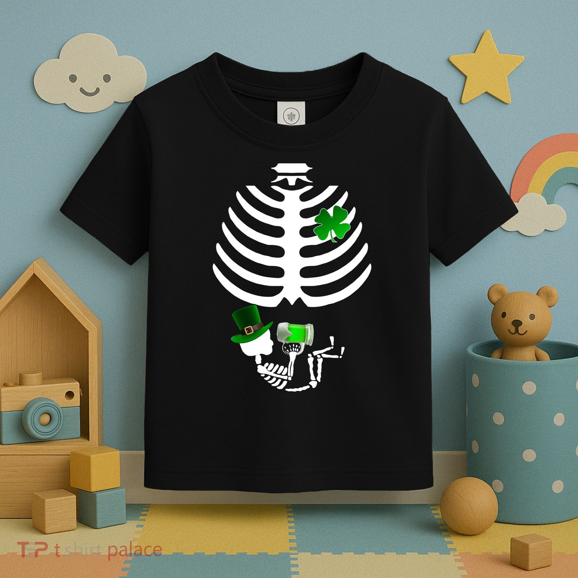 Irish Pregnant Skeleton Baby Beer Toddler T-Shirt