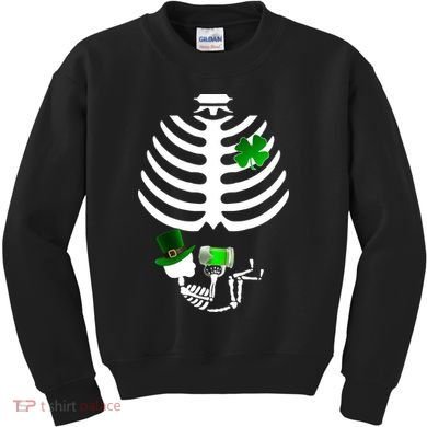 Irish Pregnant Skeleton Baby Beer Kids Sweatshirt