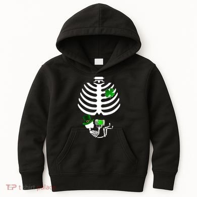 Irish Pregnant Skeleton Baby Beer Kids Hoodie