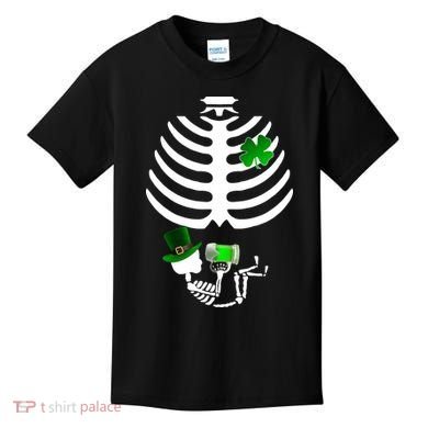 Irish Pregnant Skeleton Baby Beer Kids T-Shirt