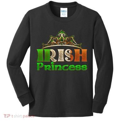 Irish Princess Crown St. Patrick's Day Kids Long Sleeve Shirt