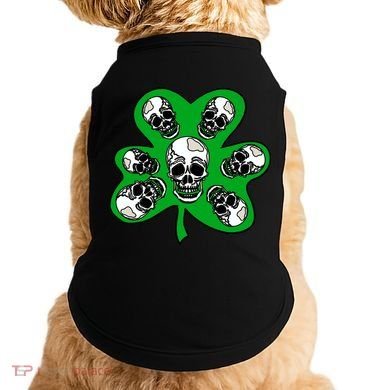 Irish Shamrock Clover Skulls Doggie Tank