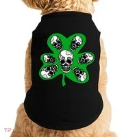 Irish Shamrock Clover Skulls Doggie Tank thumb 0