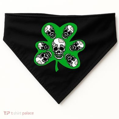 Irish Shamrock Clover Skulls USA-Made Doggie Bandana