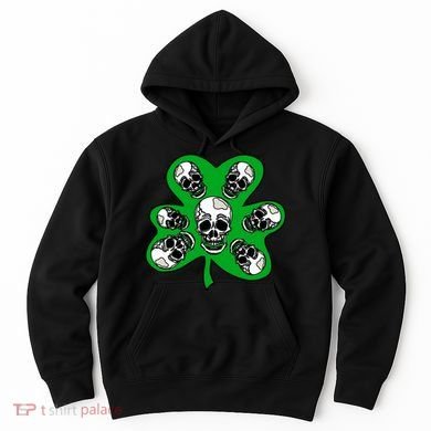Irish Shamrock Clover Skulls Hoodie