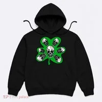 Irish Shamrock Clover Skulls Hoodie thumb 0