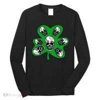Irish Shamrock Clover Skulls Long Sleeve Shirt thumb 0