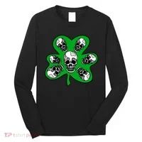 Irish Shamrock Clover Skulls Long Sleeve Shirt thumb 0