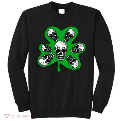 Irish Shamrock Clover Skulls Sweatshirt
