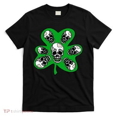 Irish Shamrock Clover Skulls T-Shirt