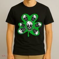 Irish Shamrock Clover Skulls T-Shirt thumb 3