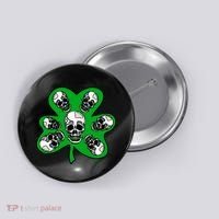 Irish Shamrock Clover Skulls Button thumb 0