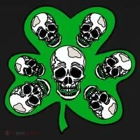 Irish Shamrock Clover Skulls Button thumb 1