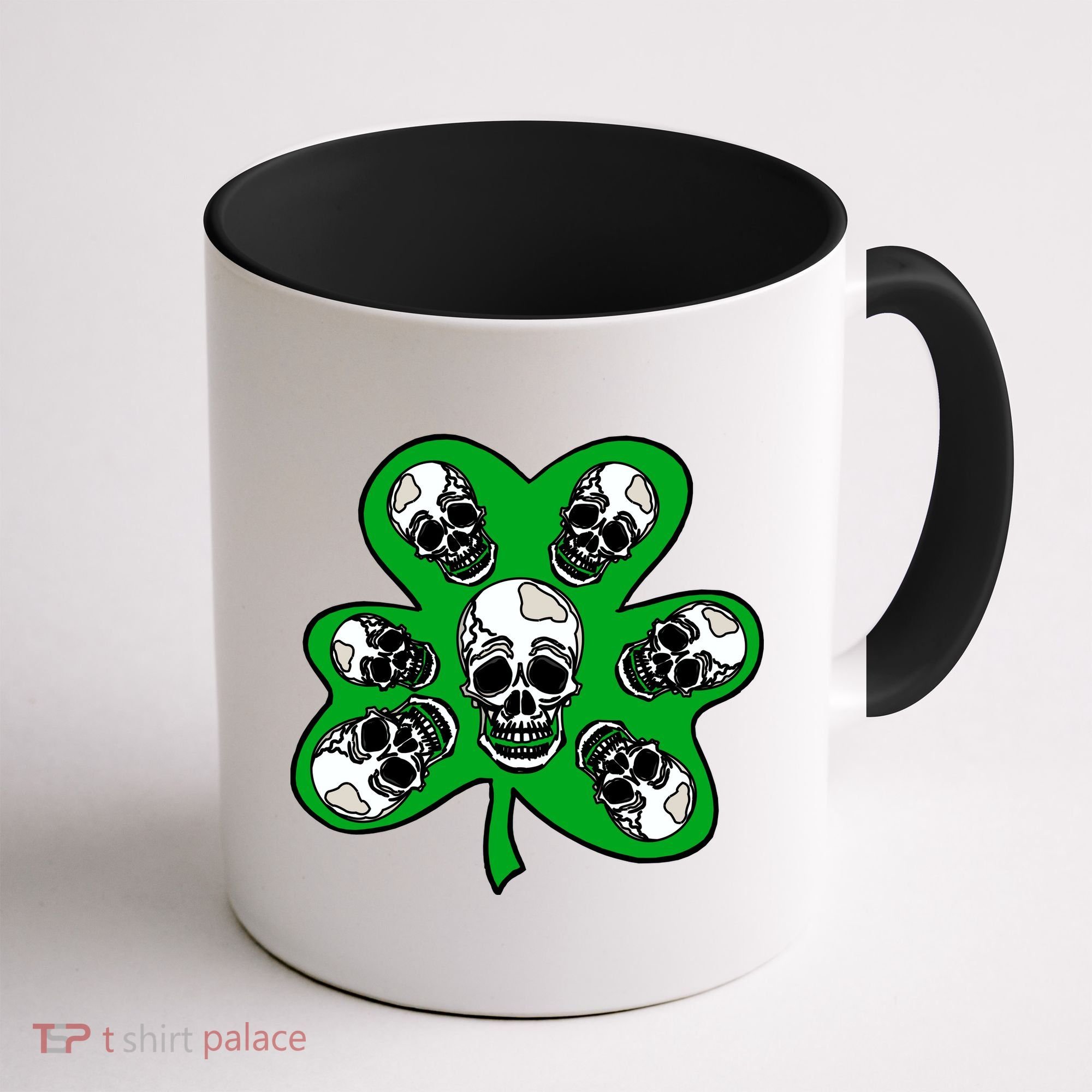 Irish Shamrock Clover Skulls Coffee Mug