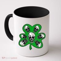 Irish Shamrock Clover Skulls Coffee Mug thumb 0