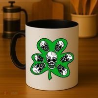 Irish Shamrock Clover Skulls Coffee Mug thumb 4