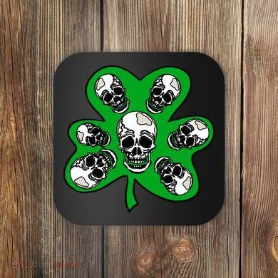 Irish Shamrock Clover Skulls Coaster