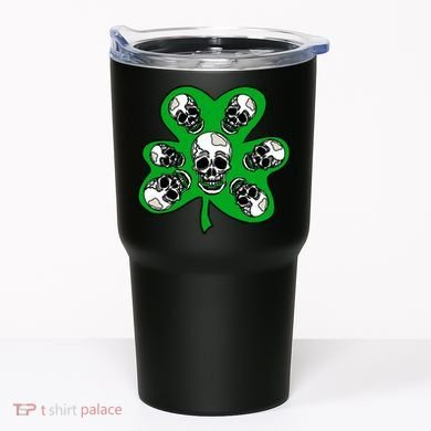 Irish Shamrock Clover Skulls Tumbler