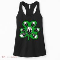 Irish Shamrock Clover Skulls Women's Tank Top thumb 0