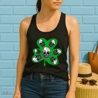 Irish Shamrock Clover Skulls Women's Tank Top thumb 2