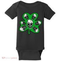 Irish Shamrock Clover Skulls Baby Bodysuit thumb 0