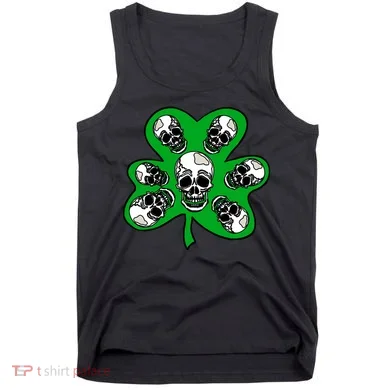 Irish Shamrock Clover Skulls Tank Top