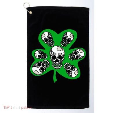 Irish Shamrock Clover Skulls Golf Towel