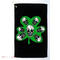 Irish Shamrock Clover Skulls Golf Towel thumb 0