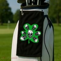 Irish Shamrock Clover Skulls Golf Towel thumb 2
