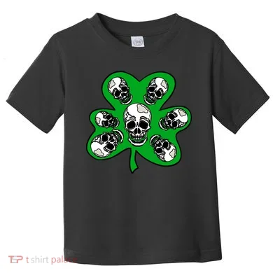 Irish Shamrock Clover Skulls Toddler T-Shirt