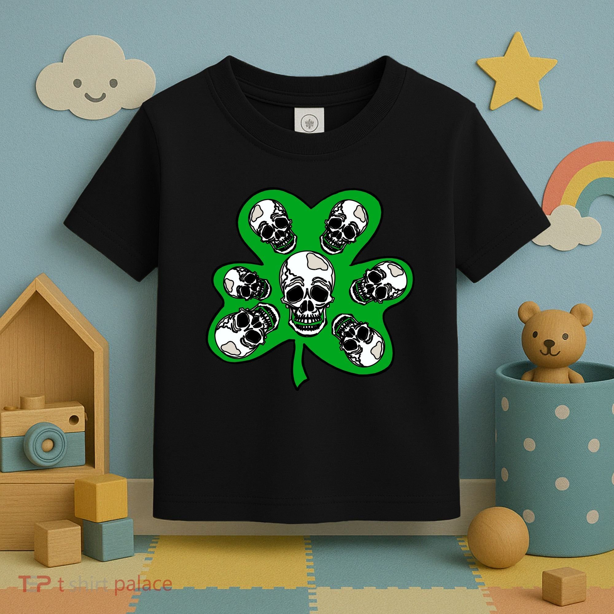 Irish Shamrock Clover Skulls Toddler T-Shirt