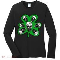 Irish Shamrock Clover Skulls Women's Long Sleeve Shirt thumb 0