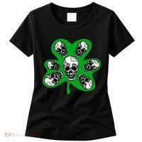 Irish Shamrock Clover Skulls Women's T-Shirt thumb 0
