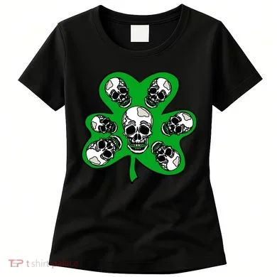 Irish Shamrock Clover Skulls Women's T-Shirt