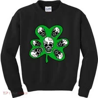 Irish Shamrock Clover Skulls Kids Sweatshirt thumb 0