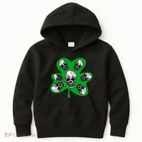 Irish Shamrock Clover Skulls Kids Hoodie thumb 0