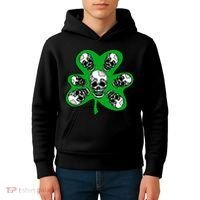 Irish Shamrock Clover Skulls Kids Hoodie thumb 4