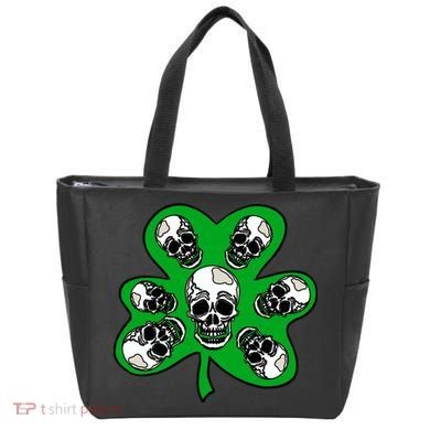 Irish Shamrock Clover Skulls Bag