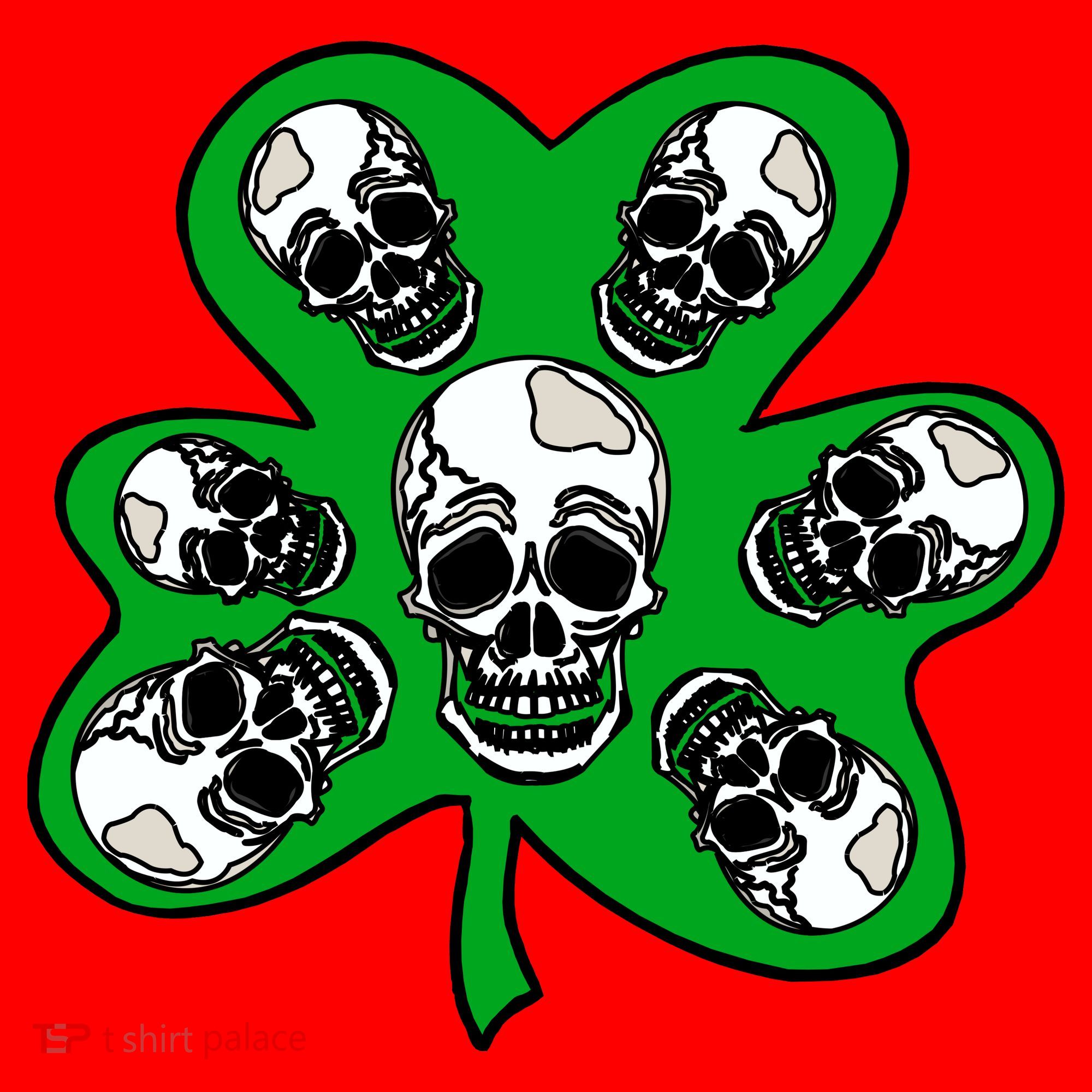 Irish Shamrock Clover Skulls Santa Hat