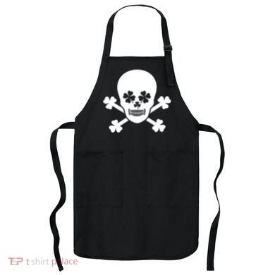 Irish Shamrock Skull Apron