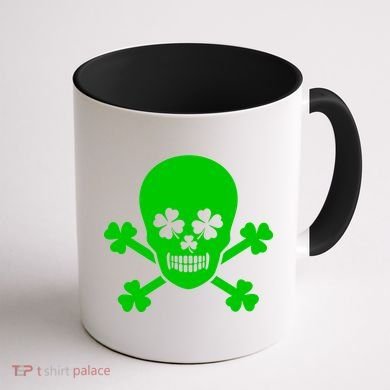 Irish Shamrock Skull Coffee Mug back
