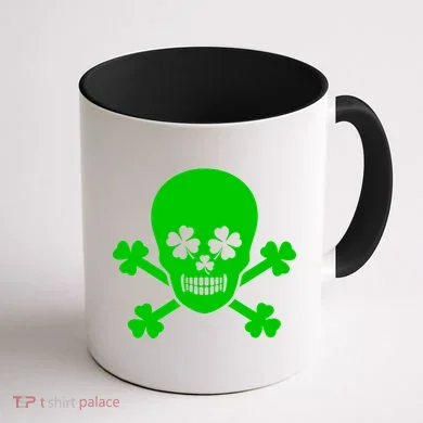 Irish Shamrock Skull Coffee Mug back