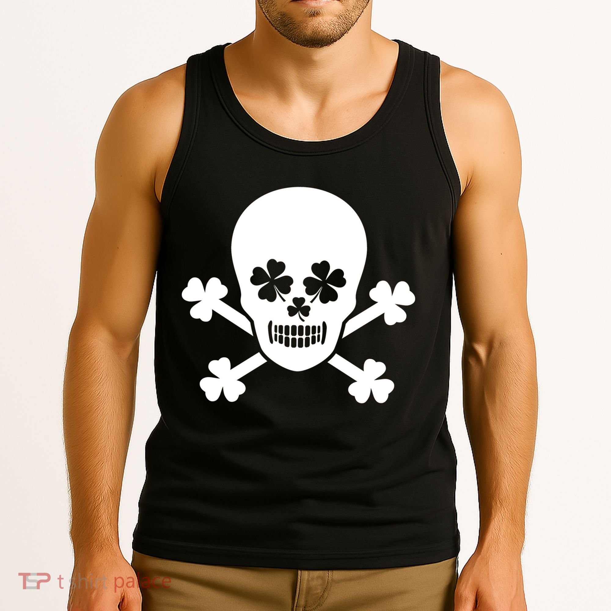 Irish Shamrock Skull Tank Top