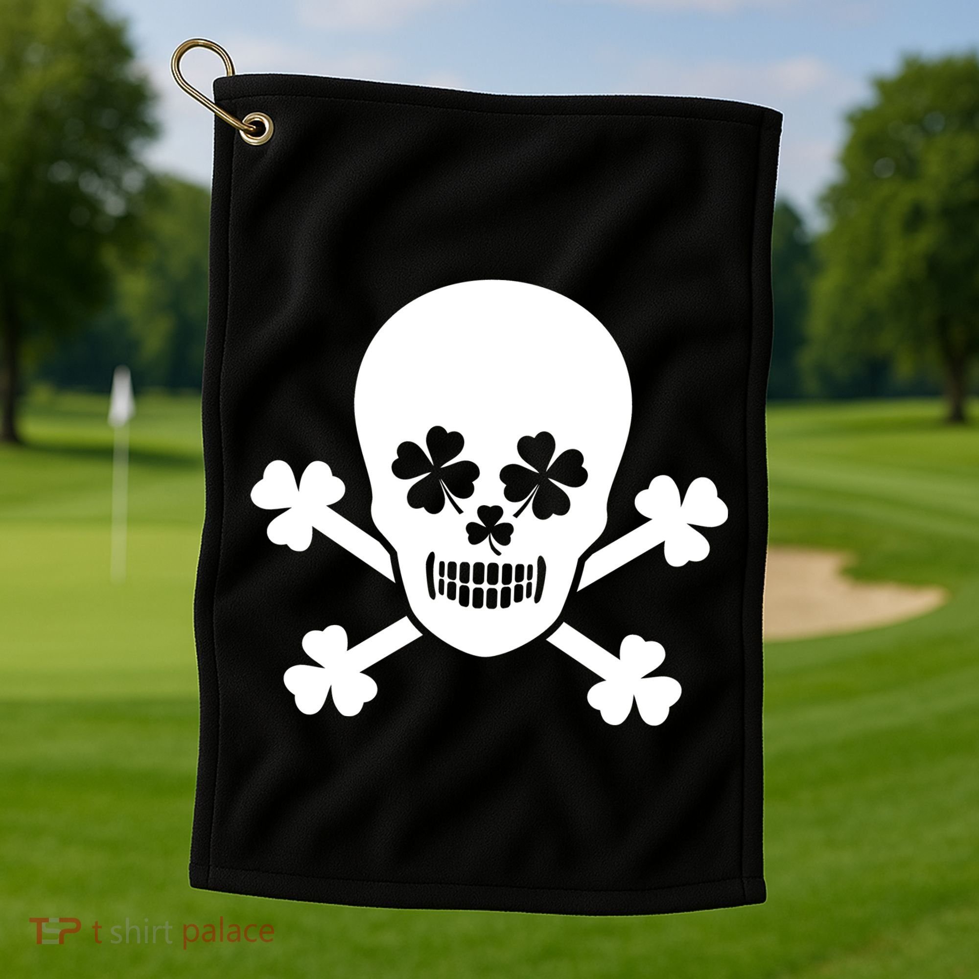 Irish Shamrock Skull Golf Towel