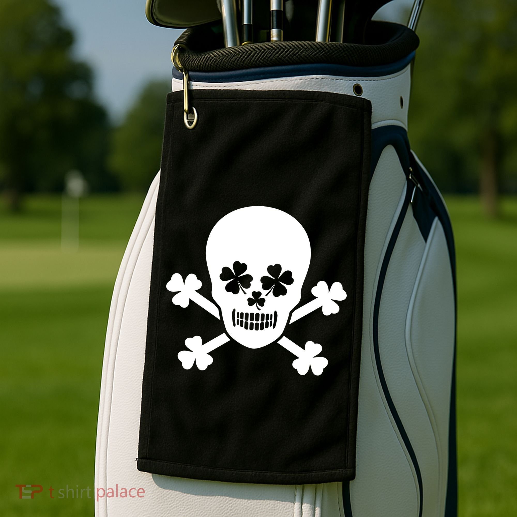 Irish Shamrock Skull Golf Towel